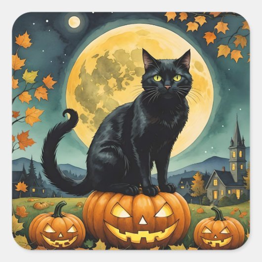 De gloeiende ogen van Halloween Vierkante Sticker (Voorkant)