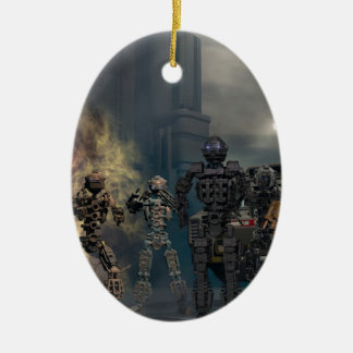 de glorieuze zeven robots b keramisch ornament