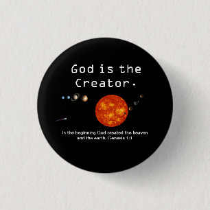 De god is het Zonnestelsel van de Schepper - de Ronde Button 3,2 Cm