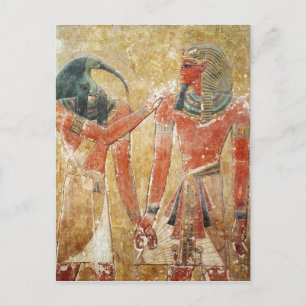 De god Thoth met Seti I in de Tomb van Seti Briefkaart