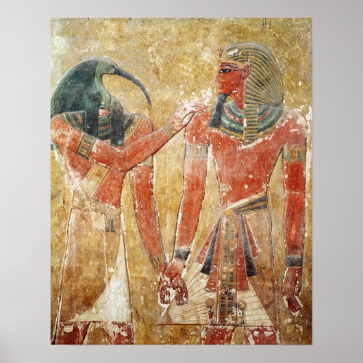 De god Thoth met Seti I in de Tomb van Seti Poster (Voorkant)