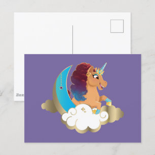 De Goddelijke Eenhoorn   Maan en wolken Briefkaart