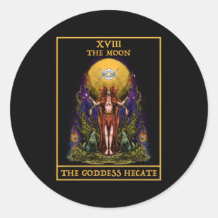 De godin Hecate Tarot Kaart Triple Moon Witch Wi Ronde Sticker