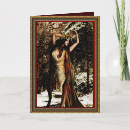 De Godin van de Hulst van Yule Feestdagen Kaart