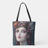 De godin van Winter Fantasy Floral Portrait Draagtas (Achterkant)