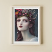 De godin van Winter Fantasy Floral Portrait Poster