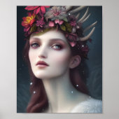 De godin van Winter Fantasy Floral Portrait Poster (Voorkant)