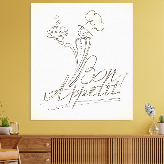 De goede Chef zegt Bon Appetit! Canvas Afdruk (Insitu (Woonkamer))