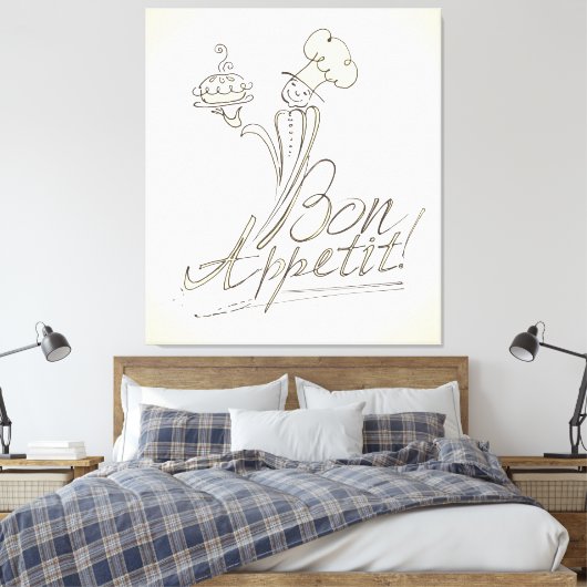 De goede Chef zegt Bon Appetit! Canvas Afdruk (Insitu (Slaapkamer))