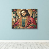 De goede herder canvas afdruk (Insitu (Houten vloer))