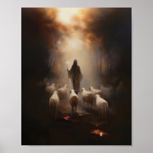 De Goede Herder - Digitale Schets Jezus Poster (Voorkant)