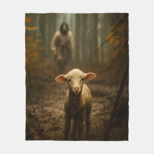 De Goede Herder en het Verloren Lam – Jezus & Lam Fleece Deken