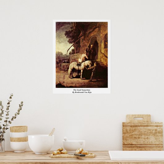 De goede Samaritaan van Rembrandt van Rijn Poster (Keuken)