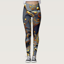 De Golden Black Arabesque Leggings