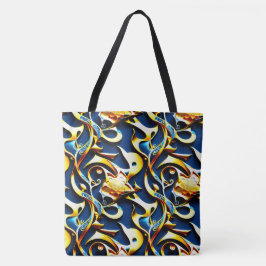 De Golden Blue Arabesque Canvas tas