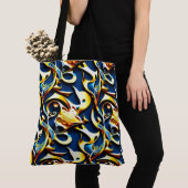 De Golden Blue Arabesque Canvas tas (Dichtbij)