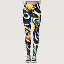 De Golden Blue Arabesque Leggings