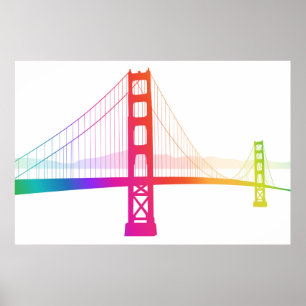 De Golden Gate Bridge   Regenboogstijl Poster