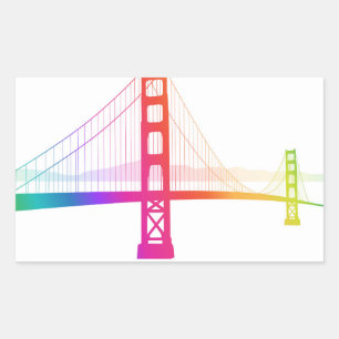 De Golden Gate Bridge   Regenboogstijl Rechthoekige Sticker