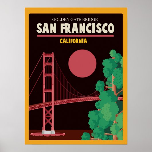 De Golden Gate Bridge 's nachts Poster (Voorkant)