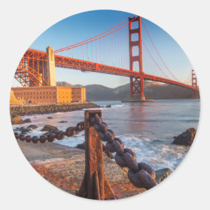 De Golden Gate Bridge van het Fort Point Ronde Sticker