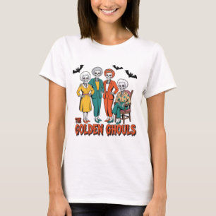 De Golden Ghouls Funny Halloween Skeleton Dames T-shirt