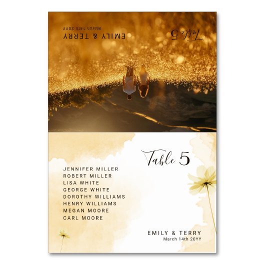 De Golden Hour Grace Foto & Bloemenbruiloft Kaart (Voorkant)