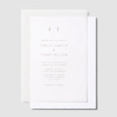 De Golden Hour Grace Modern Monogram bruiloft Vellum Uitnodigingen (Offset)