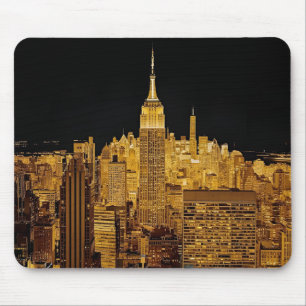 De Golden Night Skyline van New York Muismat