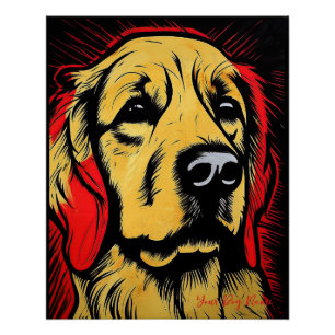 De Golden Retriever Dog, Rood en Zwart 004 - Ulis Perfect Poster
