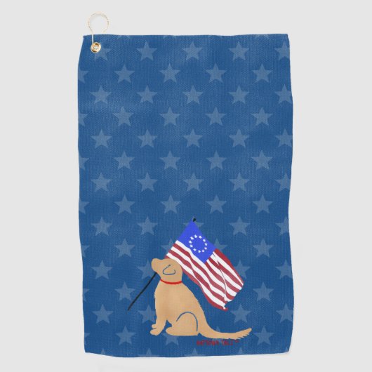 De Golf Chien d'or patriotique Drapeau américain serviette (Devant)