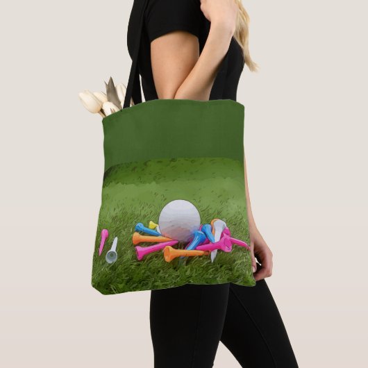 De Golf die golfbal en kleurrijke t - shirts verfr Draagtas (Dichtbij)