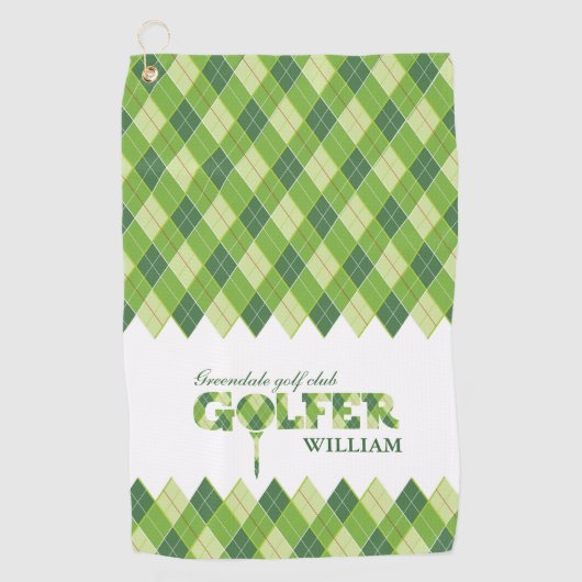 De Golf Jacquard doré vert plaid serviette personnalisée (Devant)