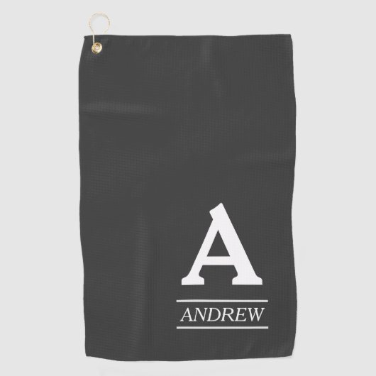 De Golf Lettre initiale élégante et serviette grise nommée (Devant)