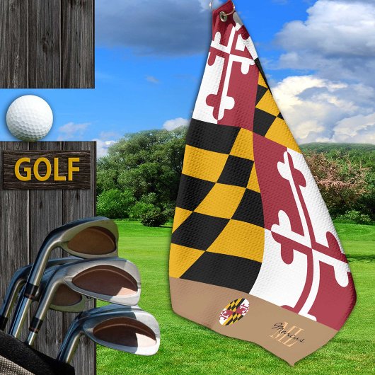 De Golf Maryland flag & Maryland monogrammed / serviette d