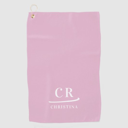De Golf Serviette féminine moderne à monogramme rose (Devant)