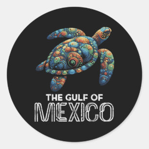 De Golf Van Mexico Schildpad Kleurrijke Mexicaanse Ronde Sticker