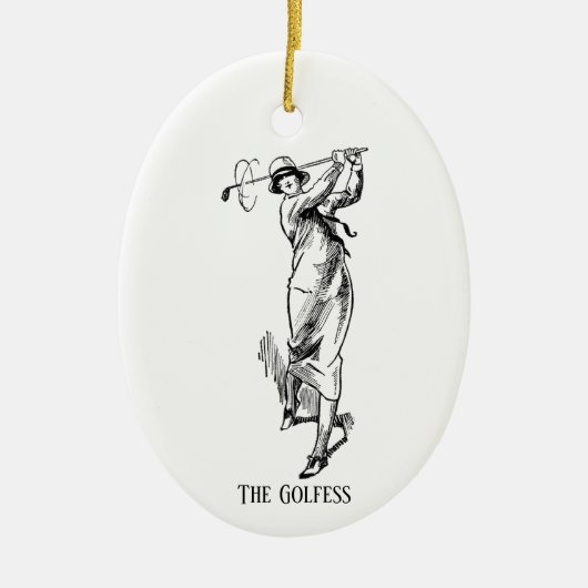 'De Golfdame' Keramisch Ornament (Voorkant)