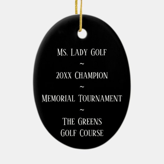 'De  Golfdame' Keramisch Ornament (Achterkant)