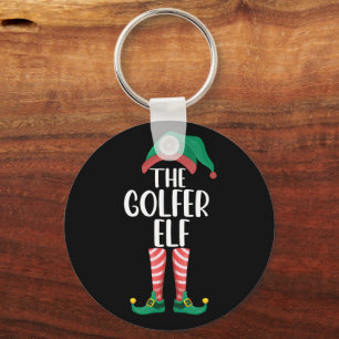 De Golfer Elf Golf Familie Bijpassende Kerstmis Sleutelhanger