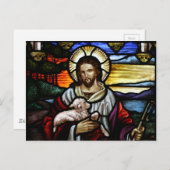 De Good Shepherd; Jezus op gekleurd glas Briefkaart (Voorkant / Achterkant)