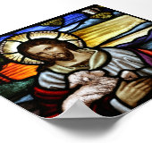 De Good Shepherd; Jezus op gekleurd glas Poster (Hoek)