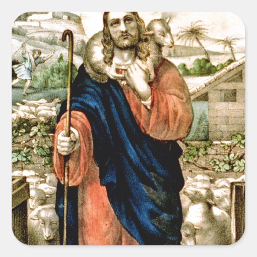 De Good Shepherd Vierkante Sticker (Voorkant)
