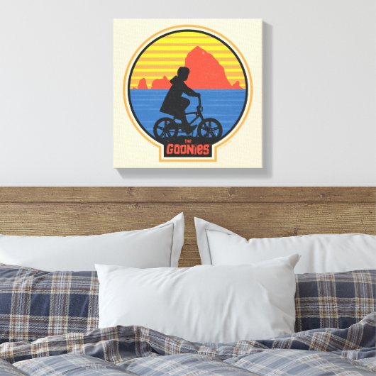 De Goonies Retro Mikey Riding Bike Graphic Canvas Afdruk (Insitu (Slaapkamer))