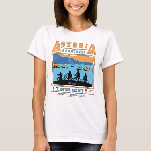 De Goonies Silhouetten boven Astoria Goondocks T-shirt (Voorkant)