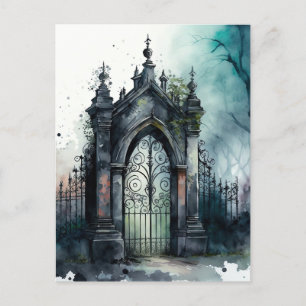 De gotische begraafplaats hek serie ontwerp 11 briefkaart