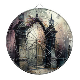 De gotische begraafplaats hek serie ontwerp 12 dartbord