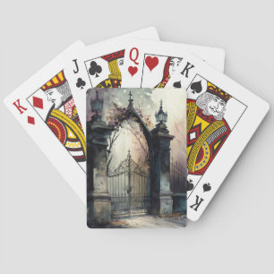 De gotische begraafplaats hek serie ontwerp 12 pokerkaarten