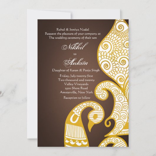 De gouden bruine uitnodiging van Swan (Voorkant)