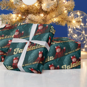 De gouden Collage van de Foto van Kerstmis Ombre Cadeaupapier